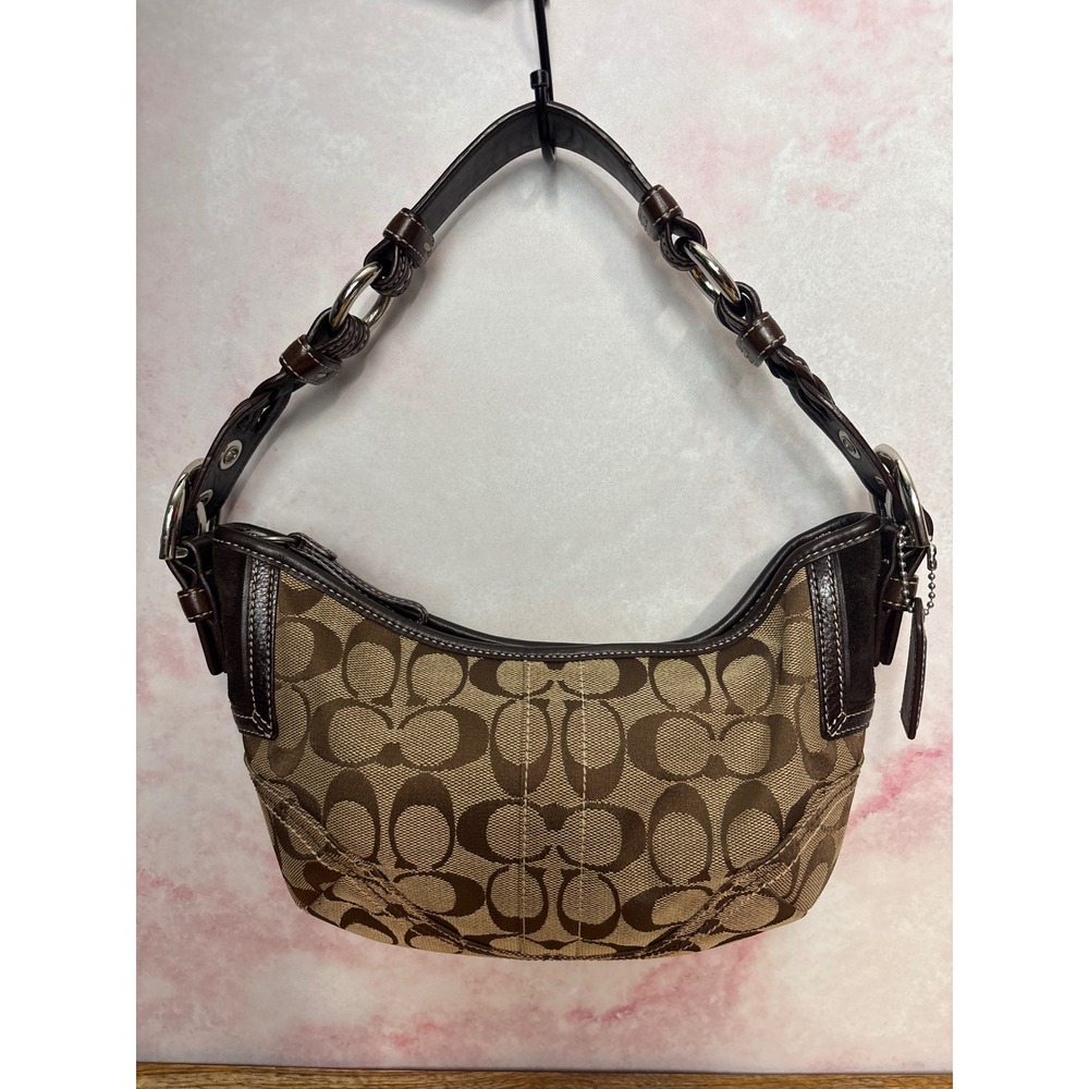Coach Soho Signature Canvas Mini Hobo Shoulder Bag & Suede Trim 6266